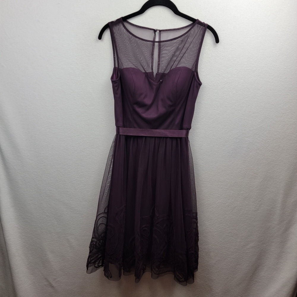 Eliza J Women Cocktail Party Fit Flare Lace Dress Sleeveless Purple Small